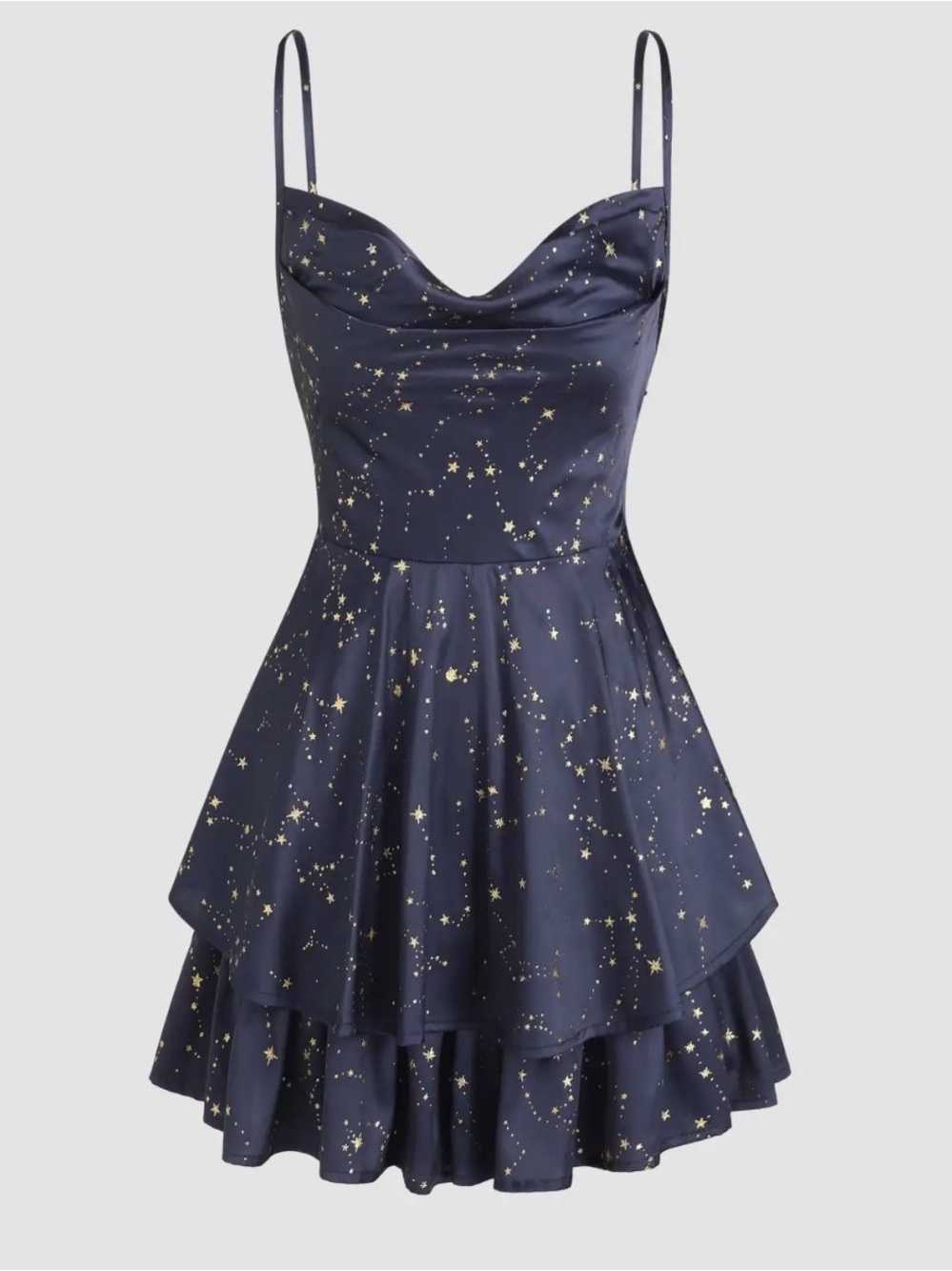Satin star pattern ruffle romper